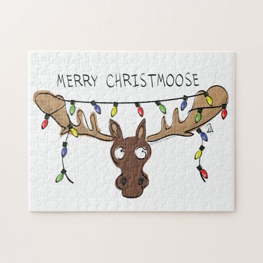 Kerstmis met een grappige feestdag legpuzzel (Horizontaal)