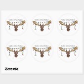 Kerstmis met een grappige feestdag ronde sticker (Vel)