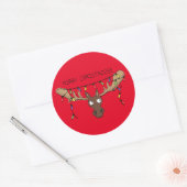 Kerstmis met een grappige feestdag ronde sticker (Envelop)