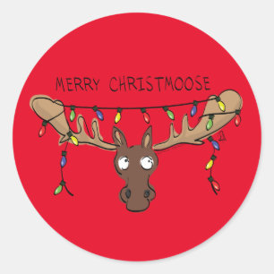 Kerstmis met een grappige feestdag ronde sticker