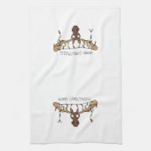 Kerstmis met een grappige feestdag theedoek (Verticaal)