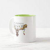 Kerstmis met een grappige feestdag tweekleurige koffiemok (Voorkant links)