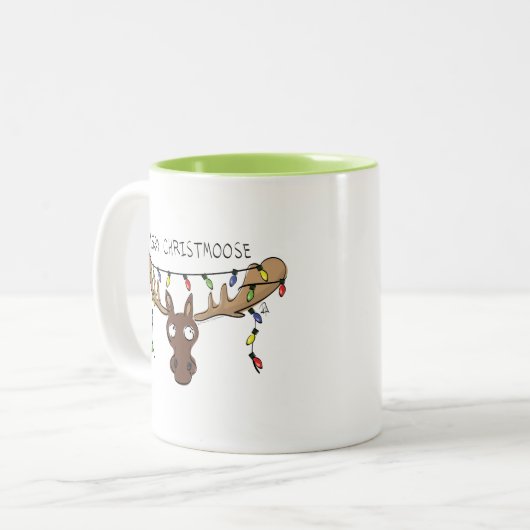 Kerstmis met een grappige feestdag tweekleurige koffiemok (Voorkant links)