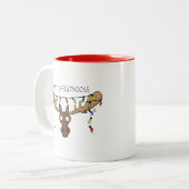 Kerstmis met een grappige feestdag tweekleurige koffiemok (Voorkant links)