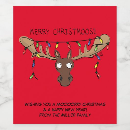 Kerstmis met een grappige feestdag wijn etiket (Enkel label)