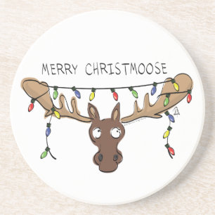 Kerstmis met een grappige feestdag zandsteen onderzetter