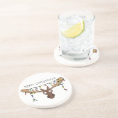 Kerstmis met een grappige feestdag zandsteen onderzetter (Zijkant)