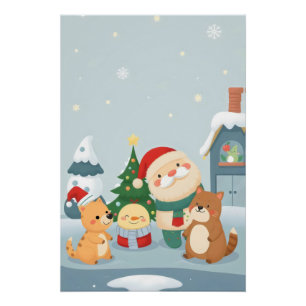 Kerstmis met een kerstclausule en katten perfect poster