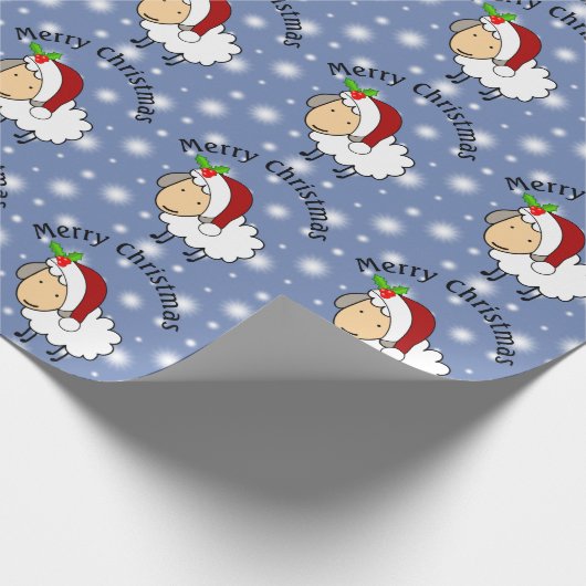 Kerstmis met een kersthat cadeaupapier (Hoek)