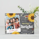 Kerstmis met een Kerstman gezinsfoto in landelijke Feestdagenkaart (Staand voorkant)