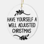 Kerstmis met een knipoog naar de chiropractie, Chi Keramisch Ornament (Links)