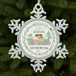 Kerstmis met een knus gevoel tin sneeuwvlok ornament