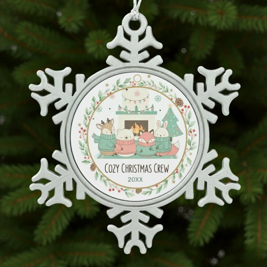 Kerstmis met een knus gevoel tin sneeuwvlok ornament