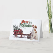 Kerstmis met een landelijke Brittany Spaniel Feestdagen Kaart (Voorkant)