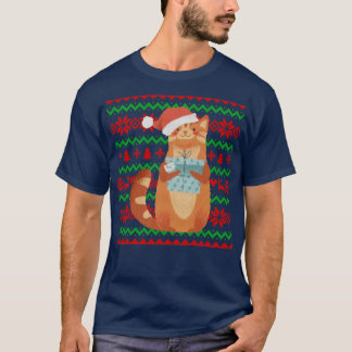 Kerstmis met een lelijke kerstkat t-shirt