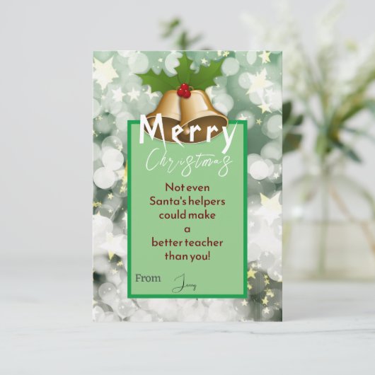 Kerstmis met een leraar kaart (Staand voorkant)