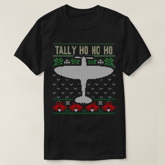 Kerstmis met een lomp-jumperstijl vliegtuig t-shirt (Design voorkant)