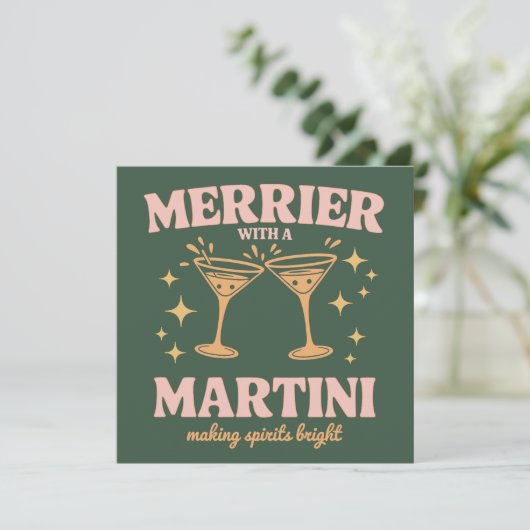 Kerstmis met een Martini Kerstcocktail Vakantie  Feestdagenkaart (Staand voorkant)