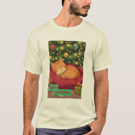 Kerstmis met een oranje kat t-shirt