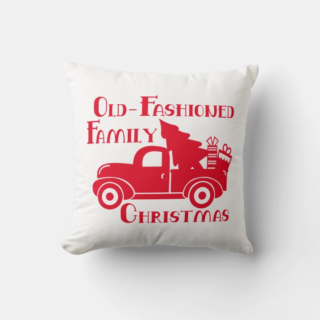 Kerstmis met een ouderwetse familie met vrachtwage kussen (Voorkant)