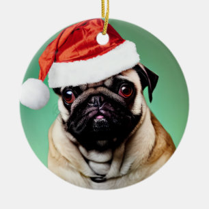Kerstmis met een Puggond Keramisch Ornament
