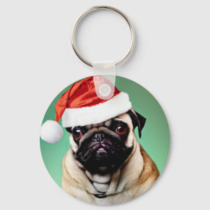 Kerstmis met een Puggond Sleutelhanger