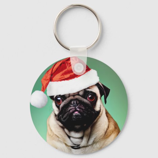 Kerstmis met een Puggond Sleutelhanger (Voorkant)