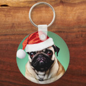 Kerstmis met een Puggond Sleutelhanger (Voorkant)