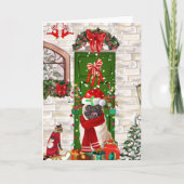 Kerstmis met een Pugs hond Kaart (Voorkant)