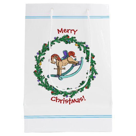 Kerstmis met een Rocking Horse Medium Cadeauzakje (Achterkant)