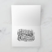  Kerstmis met een rode auto Kaart (Binnen)