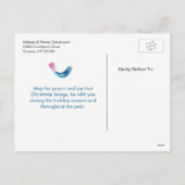 Kerstmis met een Rode Kerk en ster boven Feestdagenkaart (Achterkant)