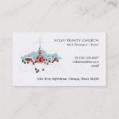 Kerstmis met een Rode Kerk en ster boven Visitekaartje (Achterkant)