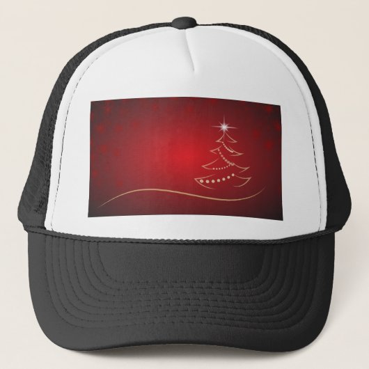 Kerstmis met een rode kerstboom trucker pet (Voorkant)