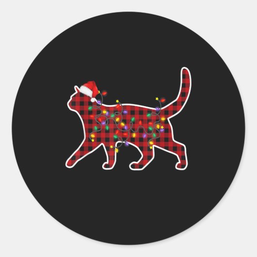 Kerstmis met een roodspeldenstoot ronde sticker (Voorkant)