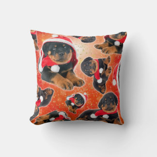 Kerstmis met een Rottweiler Puppy is Grappig Kussen