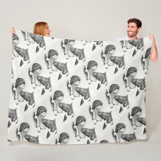 Kerstmis met een schilderpaard en kerstman fleece deken (In situ)