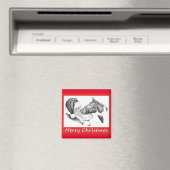 Kerstmis met een schilderpaard en kerstman magneet (Insitu (Vaatwasser))