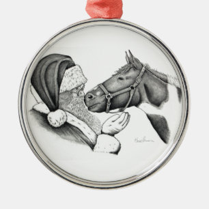 Kerstmis met een schilderpaard en kerstman metalen ornament