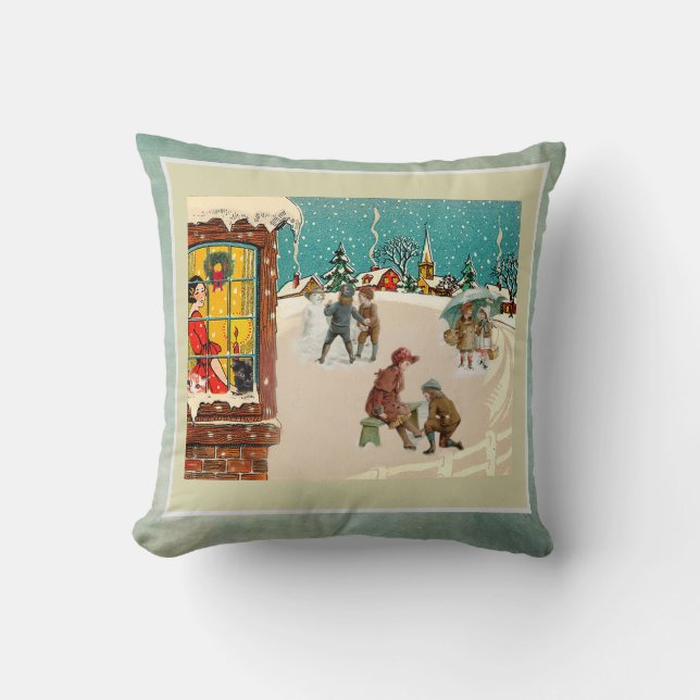Kerstmis met een schitterende Vintage Kussen (Voorkant)