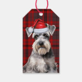 Kerstmis met een schnauzerhond in Schotse ruit Cadeaulabel (Voorkant)