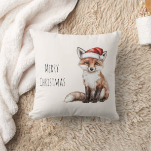 Kerstmis met een vos Santa-hoed Kussen