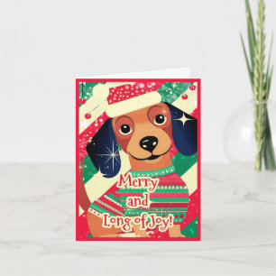 Kerstmis met een vrolijke en schattige Dachshund Feestdagen Kaart