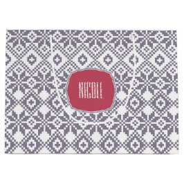 Kerstmis met eigen naam Noords sneeuwvlokpatroon  Large Cadeautasje