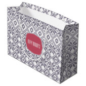 Kerstmis met eigen naam Nordic Sneeuwvlok Patroon  Large Cadeautasje (Achterkant Gekanteld)