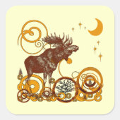 Kerstmis met Eland Vierkante Sticker (Voorkant)
