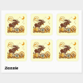 Kerstmis met Eland Vierkante Sticker (Vel)
