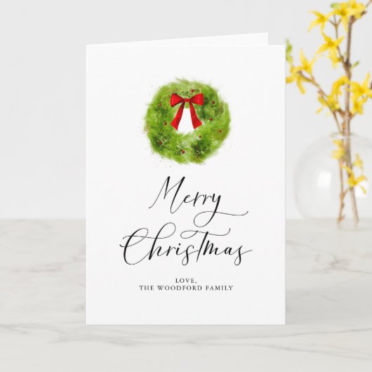 Kerstmis met Elegant Script Holiday Kaart (Gele Bloem)