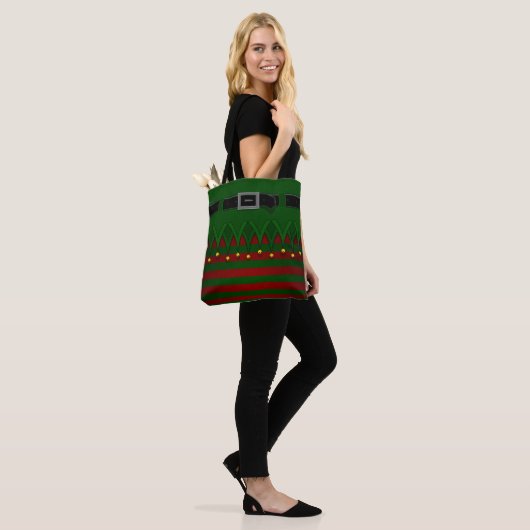 Kerstmis met Elf Bags Cute Holiday Elf Canvas tass Tote Bag (Op model)