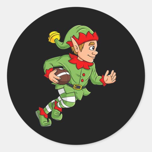 Kerstmis met Elf-Football met achterste jongens Ki Ronde Sticker (Voorkant)